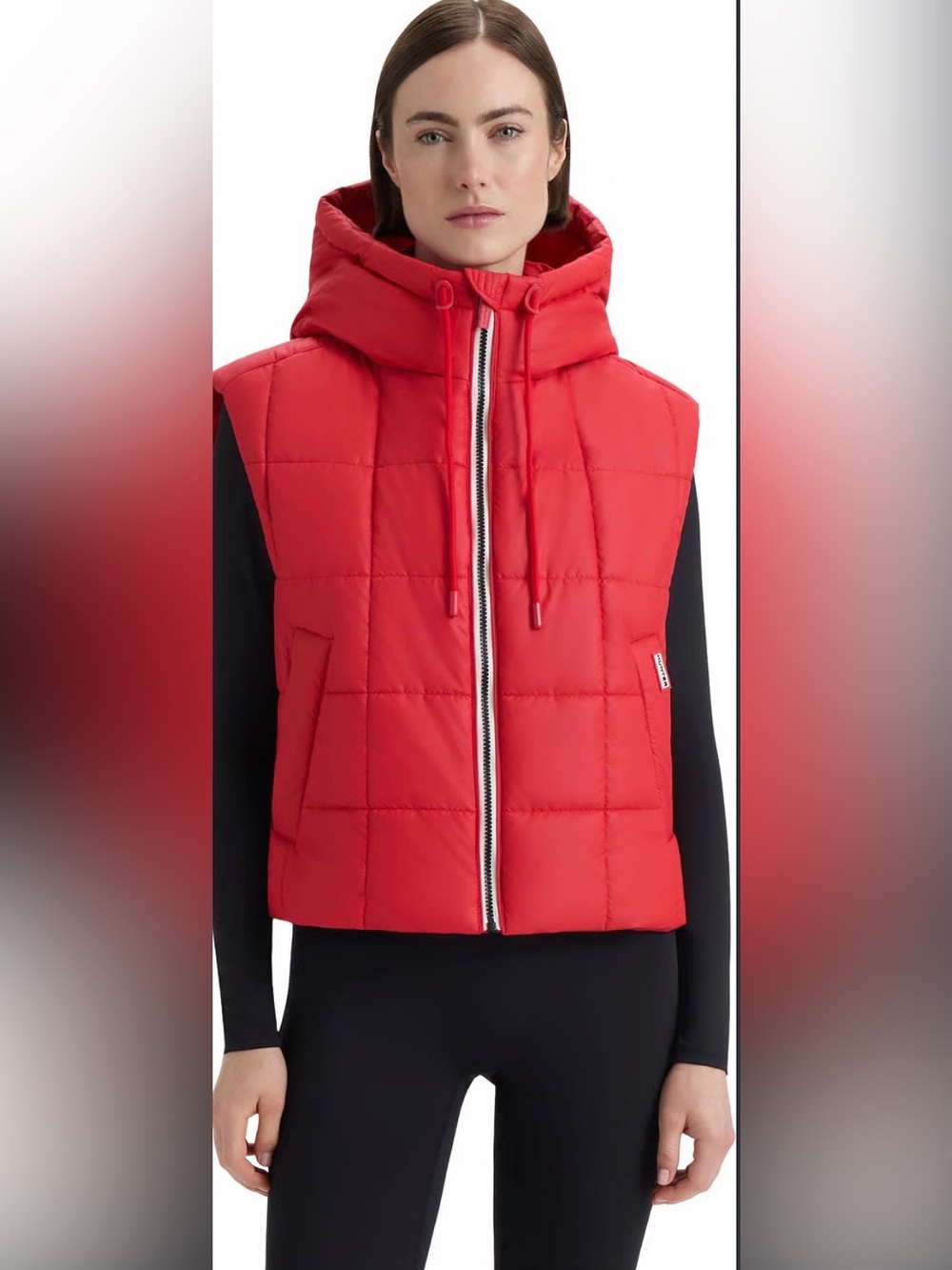 Hunter Red Quilted Hooded Puffer Vest - Picture 5 of 11